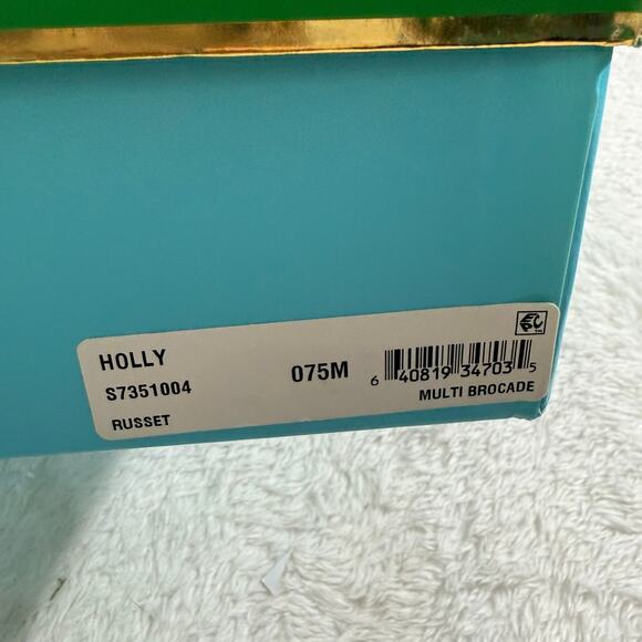 Kate Spade NY Holly Boot Russet Multi Brocade Size 7.5M New in Box Red/Blk - Picture 10 of 11